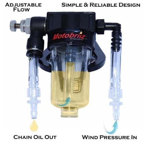Motobriiz Adjustable Flow Motorcycle Chain Oiler Reservoir Operation